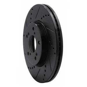 Honda Civic Brake Rotor (1) - Front Left - R1 Concepts - Drilled & Slotted - Black - `13-`25